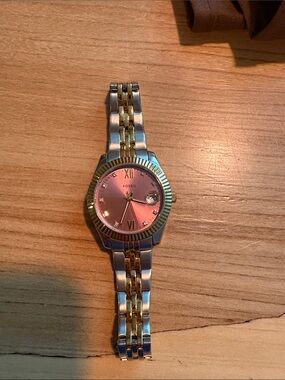Fossil Two-Tone Gold & Silver Bracelet Watch with Pink Dial